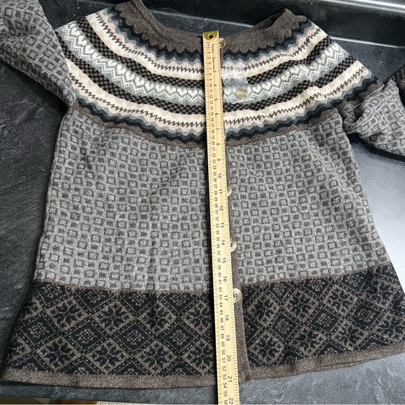 Sundance Lambswool 3/4 Sleeve Button Fair Isle Cardigan Sweater Nordic M cabin - Picture 9 of 9